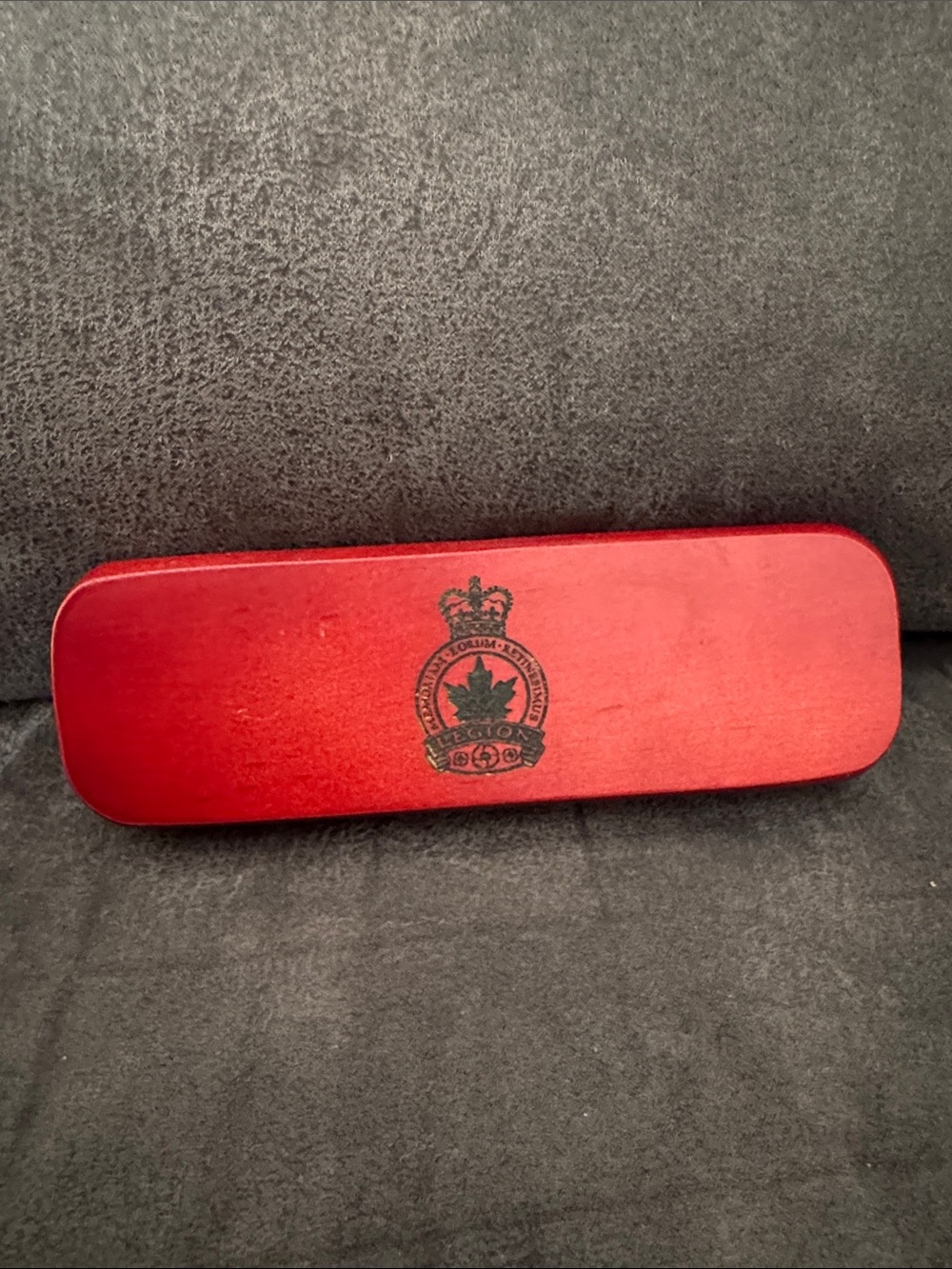 Red Wooden Royal Canadian Legion Pen Case with Pen - New